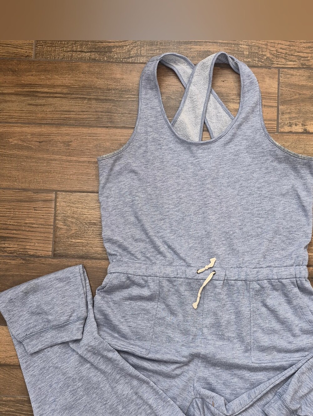 Kori Heather Gray Crossback Jumpsuit Romper